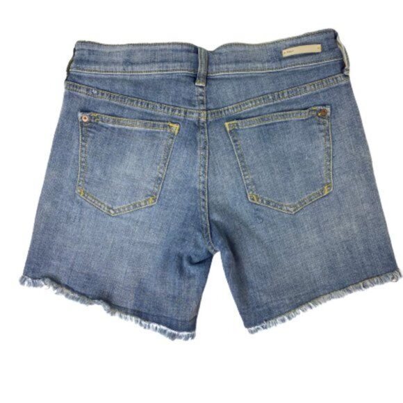 Pilcro Anthropologie Slim Boyfriend Denim Shorts Embroidered Side Taping Size 26 - Picture 10 of 16